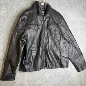 Whispering Spirit Faux Leather Jacket Motorcycle Hoodie Full Zip Size XL